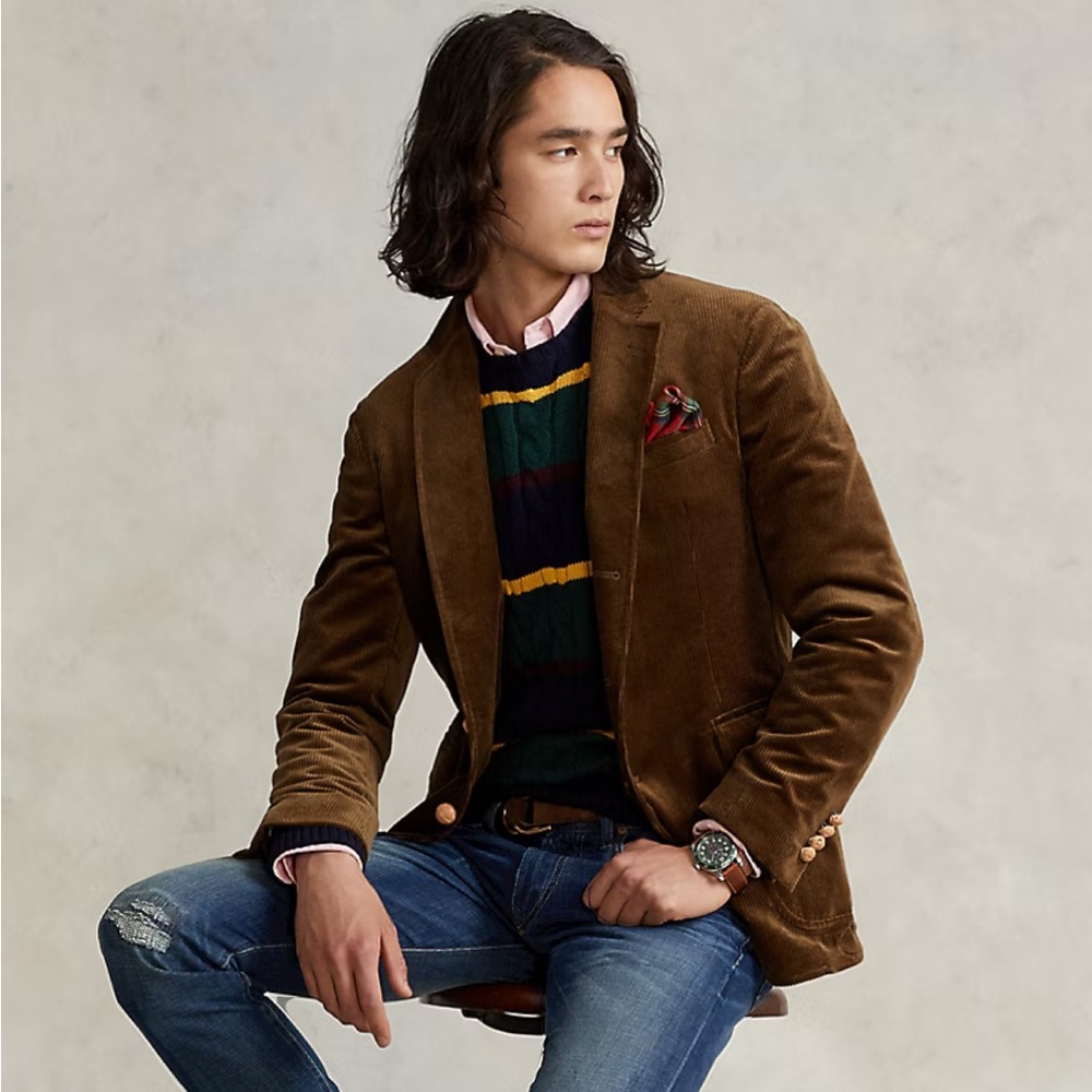 Lauren by Ralph Lauren Brown Corduroy Men's Jacket, size 42L.